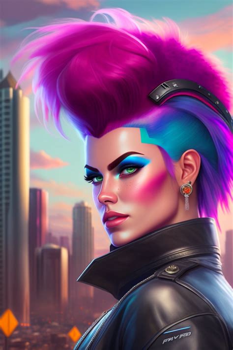 Lexica Pink Haired Punk Rocker Realistic City In Back Ground Feme