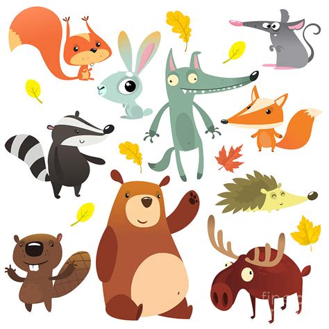 Cartoon Forest Animal Characters Wild Digital Art By Drawkman