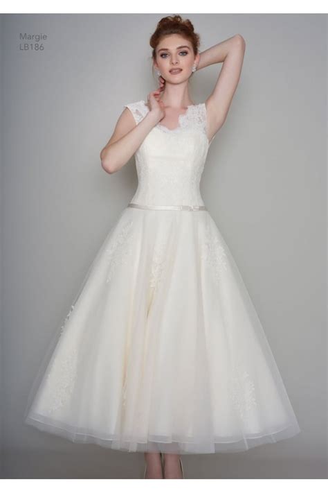 Lb186 Margie Loulou Bridal Calf Ankle Tea Length Short Wedding Dress