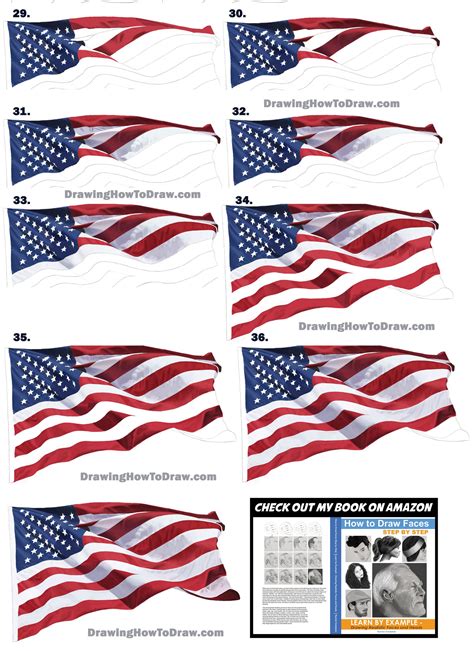 How To Draw A Realistic Us Flag American Flag Step By Step Drawing