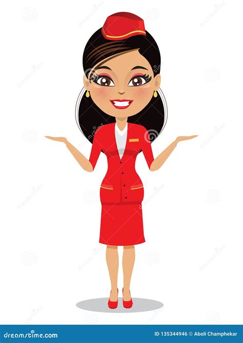 An Air Hostess Is Smiling In Her Uniform Vector Stock Illustration