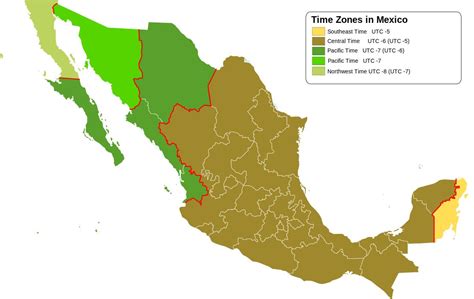 Mexico Time Zone Map Time Zone Map Mexico Central America Americas