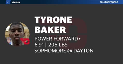 Tyrone Baker Sophomore Power Forward Dayton