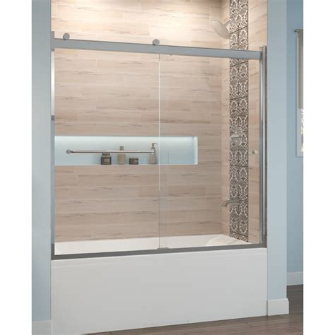 basco rotolo 57 in h x 56 in to 60 in w semi frameless sliding polished chrome bathtub door