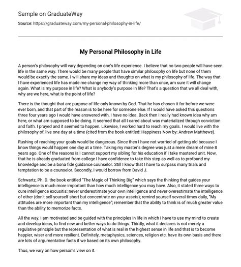 ⇉my Personal Philosophy In Life Essay Example Graduateway