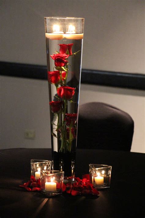 Submerged Red Roses Wedding Centerpieces Cheap Wedding Table