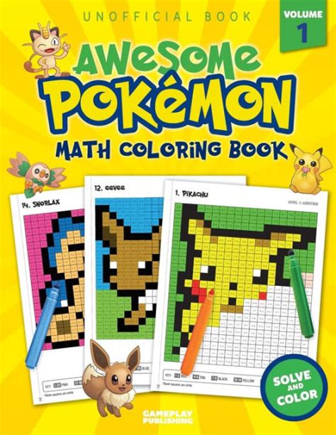 Awesome Pokemon Math Coloring Book Unofficial Volume 1 By Gameplay