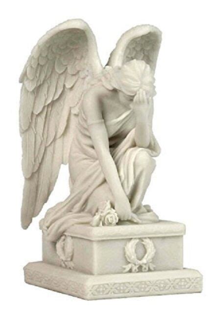 Garden Memorial Rock Grieving Angel Figurine Cemetery Plaque Grave
