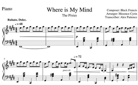 Download Where Is My Mind Piano Sheet Music In Pdfmidi