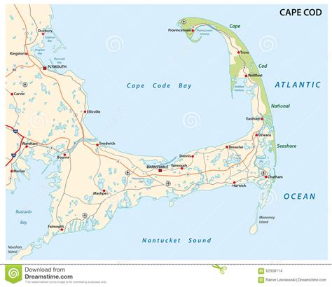 Cape Cod Map Stock Vector Image 62308114
