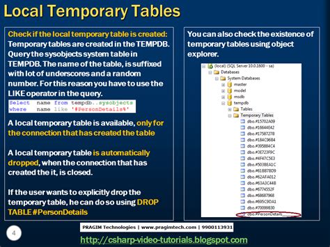Sql Server Net And C Video Tutorial Part Temporary Tables