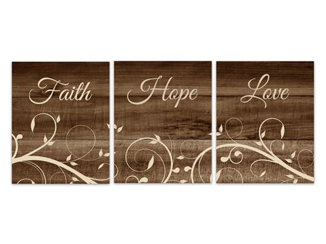 Faith Hope Love Canvas Spiritual Art Prints Rustic Decor Etsy