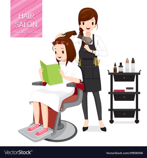 Relaxing Woman In Hair Salon Royalty Free Vector Image
