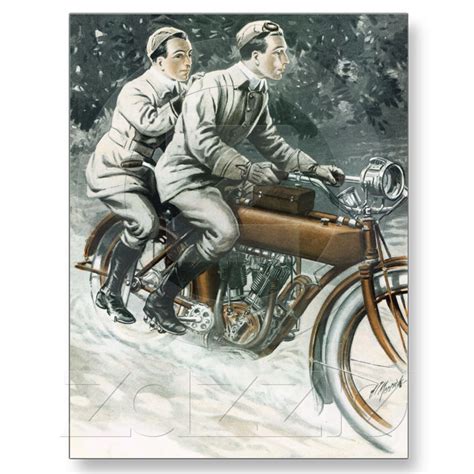 1912 Vintage Motorcycle Illustration Postcard Motorcycle