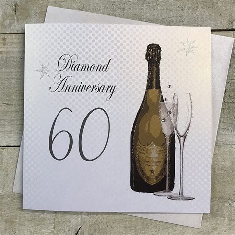 Amazon Com White Cotton Cards Diamond Handmade Th Wedding Anniversary Card Green Bottle
