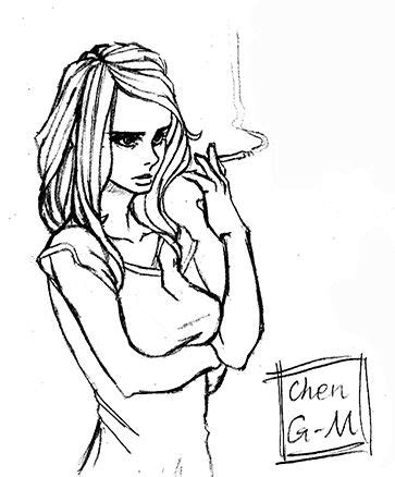 Smoking Female Sketch Female Art