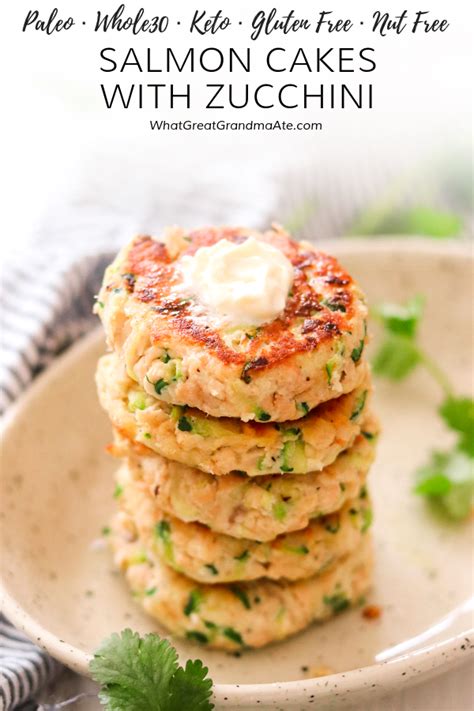 An easy keto salmon patties recipe that uses canned seafood and pork rinds. Paleo & Whole30 Salmon Cakes with Zucchini (Nut Free, Keto ...