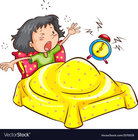 A Girl Waking Up With An Alarm Royalty Free Vector Image