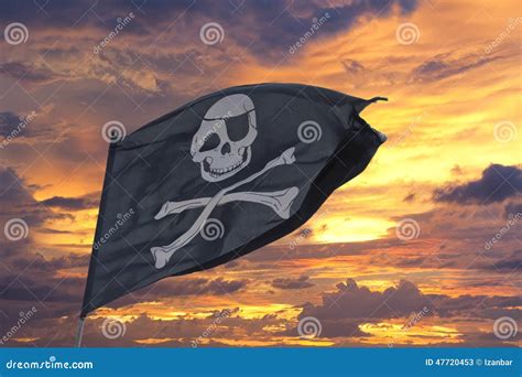 Waving Pirate Flag Jolly Roger Stock Image Image Of Jolly Cross