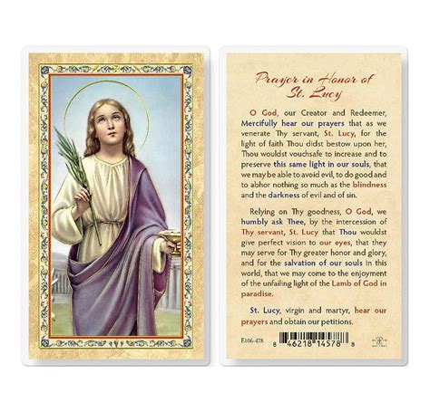 Prayer In Honor Of St Gold Stamped Laminated Catholic Prayer Holy Card