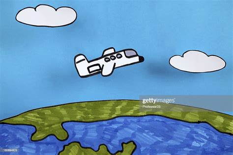 Airplane Flies Over Planet Earth High Res Stock Photo Getty Images