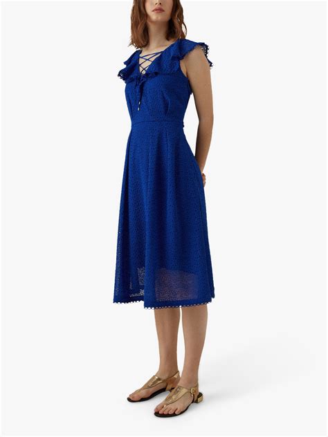 Karen Millen Broderie Midi Dress Blue