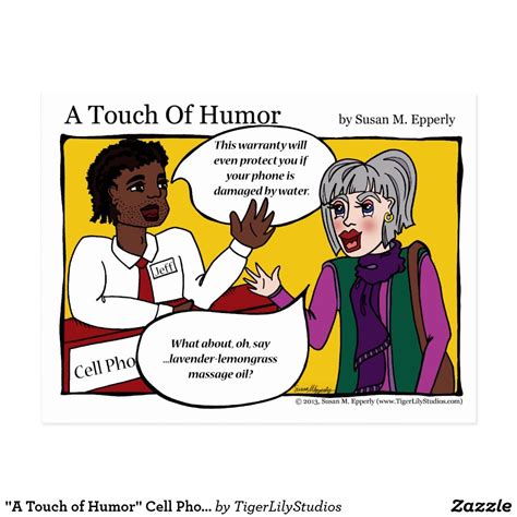 A Touch Of Humor Cell Phone Massage Comic Postcard Zazzle Humor Postcard Massage
