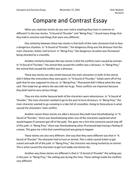 Compare And Contrast Essay Outline Mla Titling And Introduction