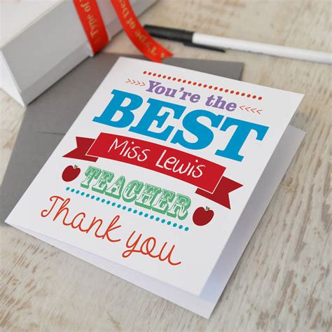 Personalised Best Teacher Card By A Type Of Design