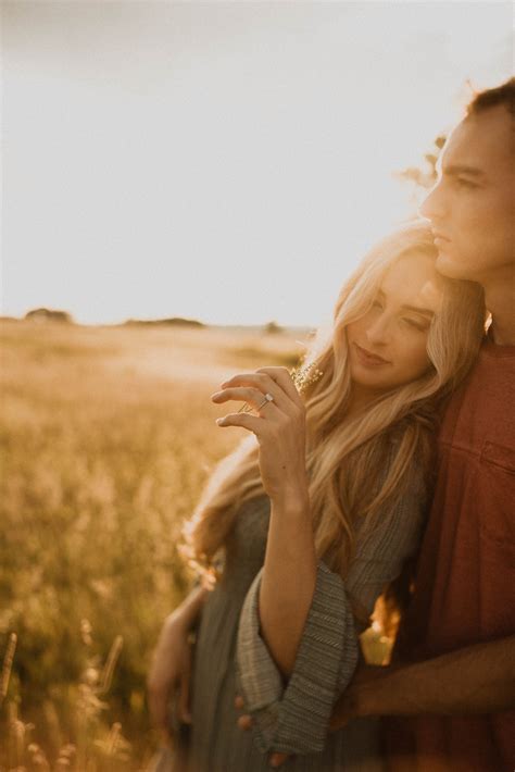 Wildflower Engagement Session During Sunset And Golden Lighting Boho Styling Engagement Session