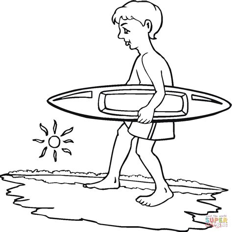 Boy Surfer Coloring Page Free Printable Coloring Pages
