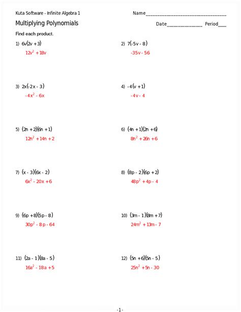 Multiplying And Dividing Polynomial Worksheet