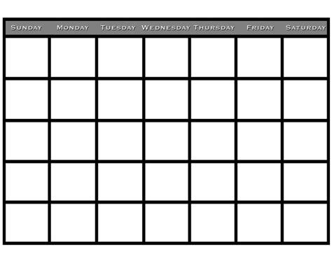 Printable Blank Monthly Calendar Simple Coloring Sheets