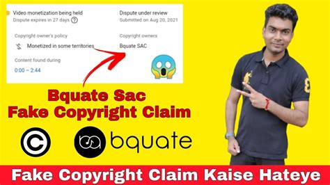 How To Remove Copyright Claim On Youtube Videos 2021 Fake Copyright Claim Kaise Hateye Bquate