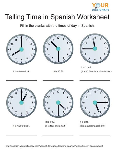 Telling Time In Spanish Worksheets With Answers Askworksheet