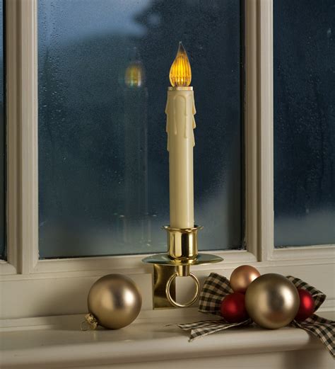 Stay Put Battery Powered Window Candle With Onoff Sensor Brass
