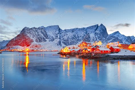 Moskenes Island On Lofoten Islands Archipelago In Norway Over Polar