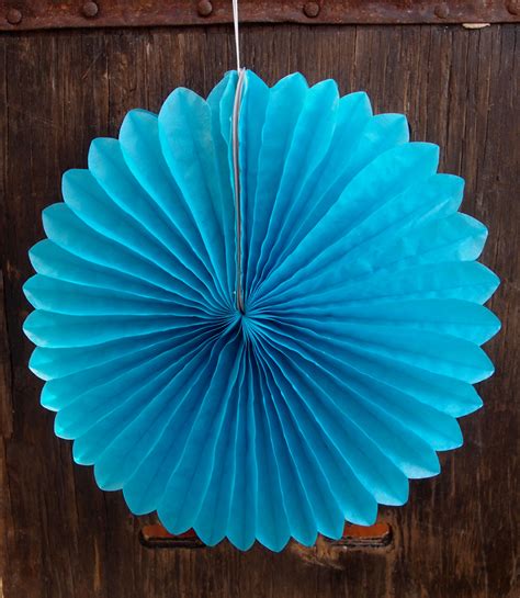12 Inch Turquoise Tissue Paper Flower Rosette Fan