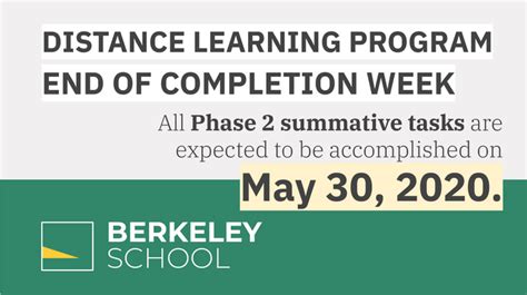 Distance Learning Program Completion Week Berkeley School