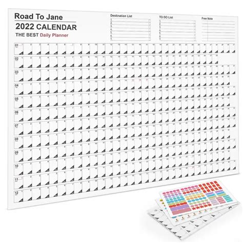 1x 2022 Year Annual Plan Calendar Daily Schedule And Sticker Dots Wall
