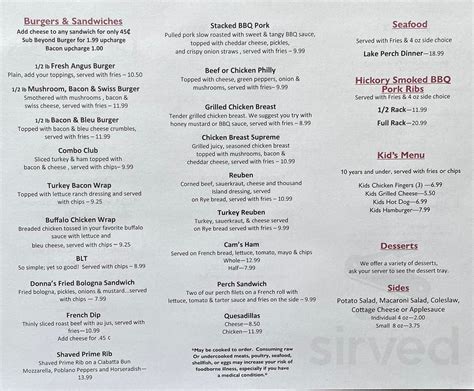 Menu for Cameron's Restaurant in Buchanan, MI | Sirved