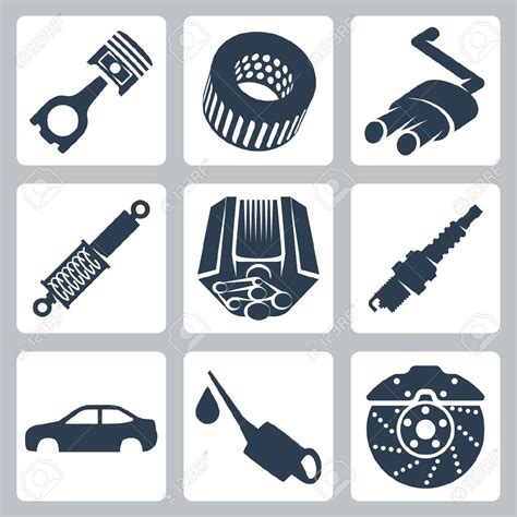 Affordable and search from millions of royalty free images, photos and vectors. 23362025-Vector-car-parts-icons-set-Stock-Vector-piston ...