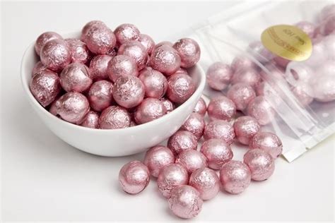 Light Pink Foiled Milk Chocolate Balls 1 Pound Bag Chocolate Pink