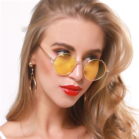 Round Retro Metal Small Frame Sunglasses Wu Yifan Personality Hip Hop