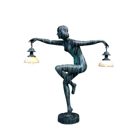 Bronze Art Deco Nude Lady Balance Torchiere Metropolitan Galleries Inc