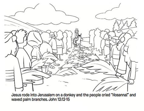 Jesus Rode Into Jerussalem On A Donkey In Palm Sunday Coloring Page