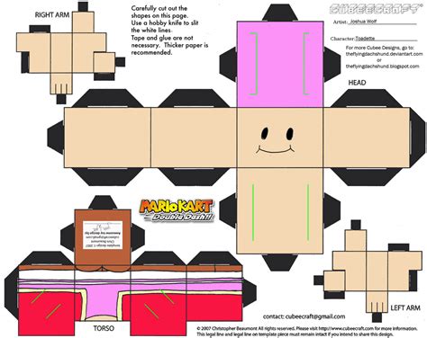 Toadette From Mariocart Paper Toy Free Printable Papercraft Templates
