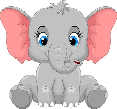 Sesión De Dibujos Animados Lindo Elefante Vector Premium