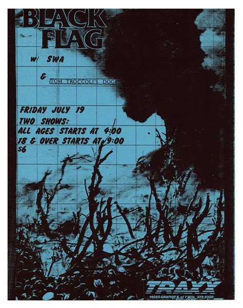 Black Flag Handbill 1985 July 19 Traxx Detroit Vintage Collectibles