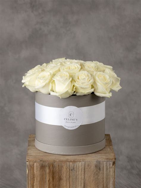 White Rose Sympathy Hatbox Celines Flowers And Ts Dublin